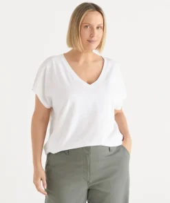 Sussan Tops|T-Shirts>AC SLUB V NECK T-SHIRT