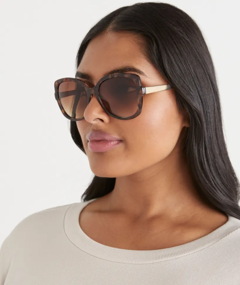 Sussan Sunglasses>Alessandria Dark Tort Oversized Sunglasses