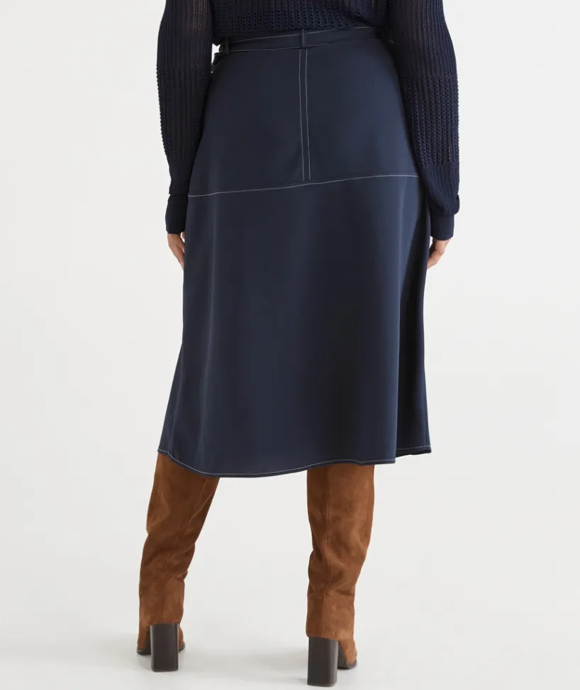 Sussan Skirts>Belted A-Line Midi Skirt
