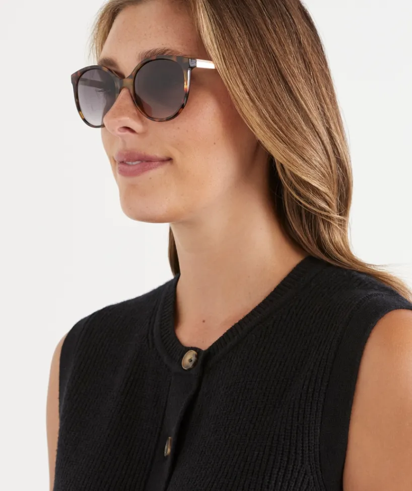 Sussan Sunglasses>Biarritz Tort Round Sunglasses