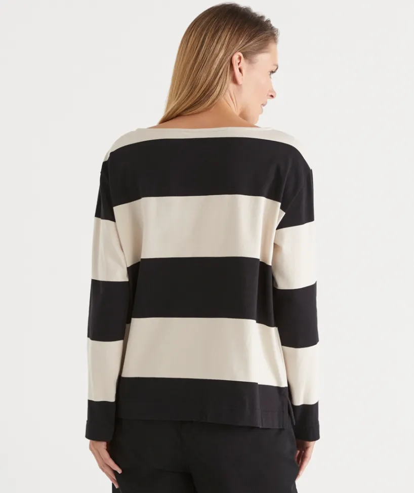 Sussan Tops>Bold Stripe Long Sleeve Top -