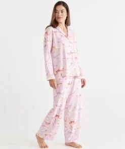 Sussan Pyjama Sets>Brushed Bow Print Novelty Pyjama Set