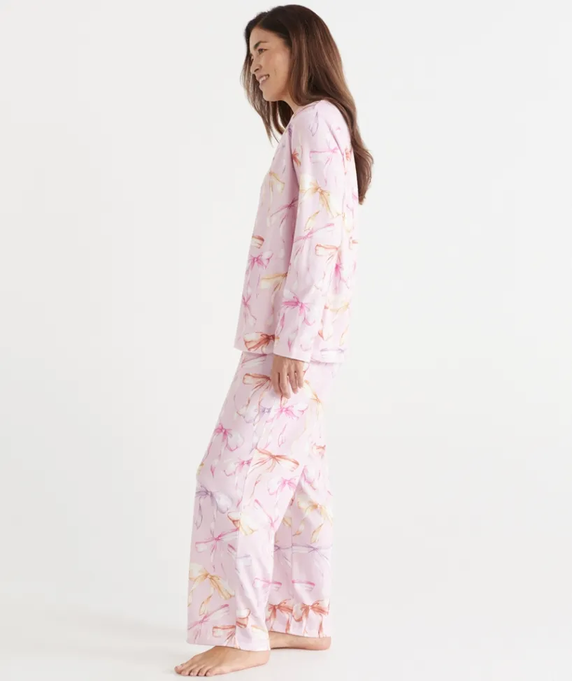 Sussan Pyjama Sets>Brushed Bow Print Novelty Pyjama Set