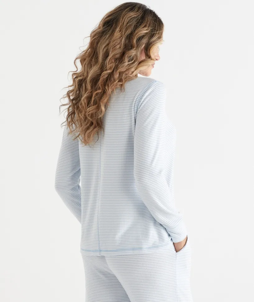 Women Sussan Women's Pyjama Tops|Everyday Icons>Brushed Long Sleeve Stripe Pyjama Top