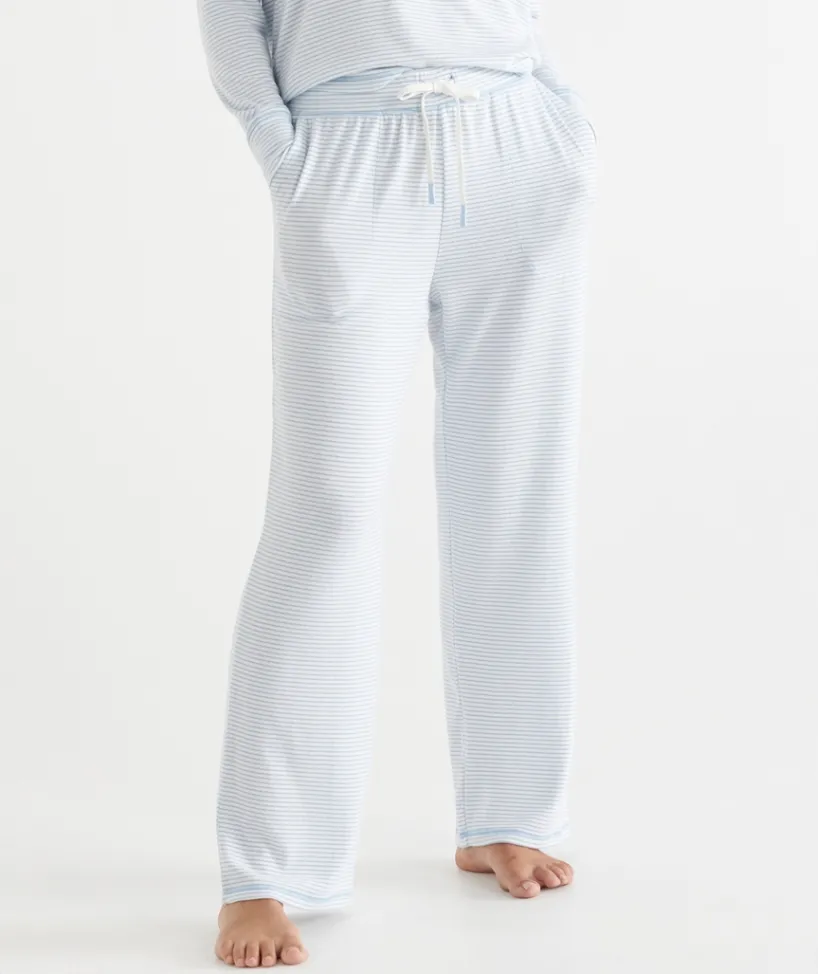 Sussan Pyjama Bottoms>Brushed Wide Leg Stripe Pyjama Pant - Blue