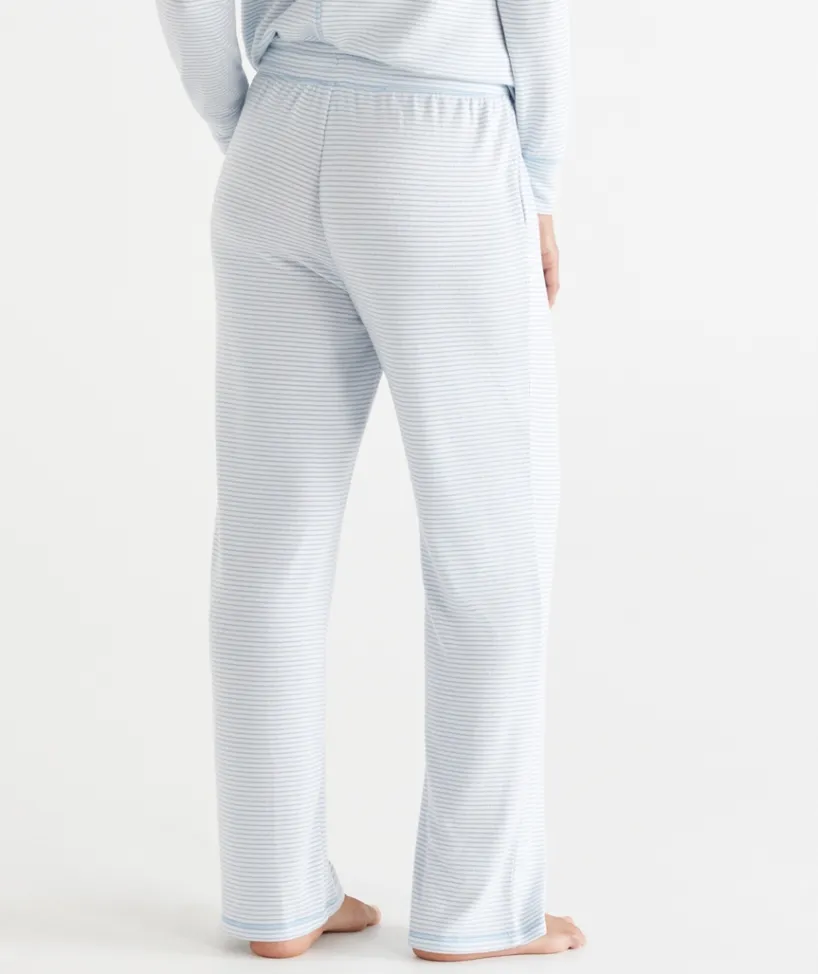 Sussan Pyjama Bottoms>Brushed Wide Leg Stripe Pyjama Pant - Blue