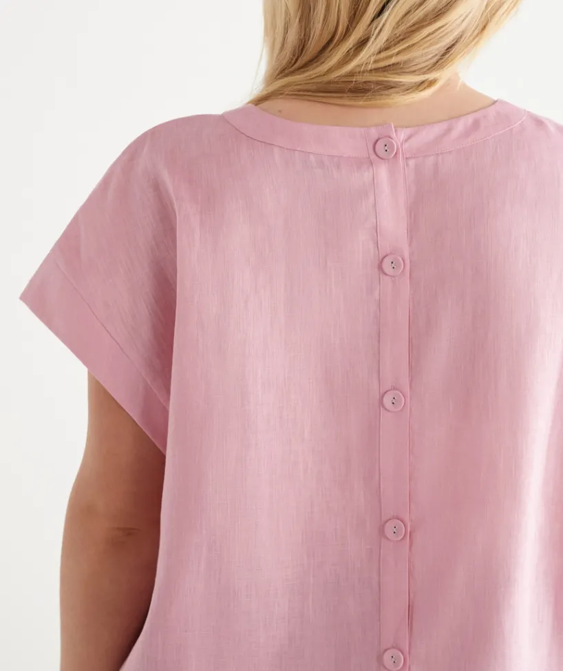 Sussan Tops|Shirts & Blouses>Button Back Short Sleeve Tee