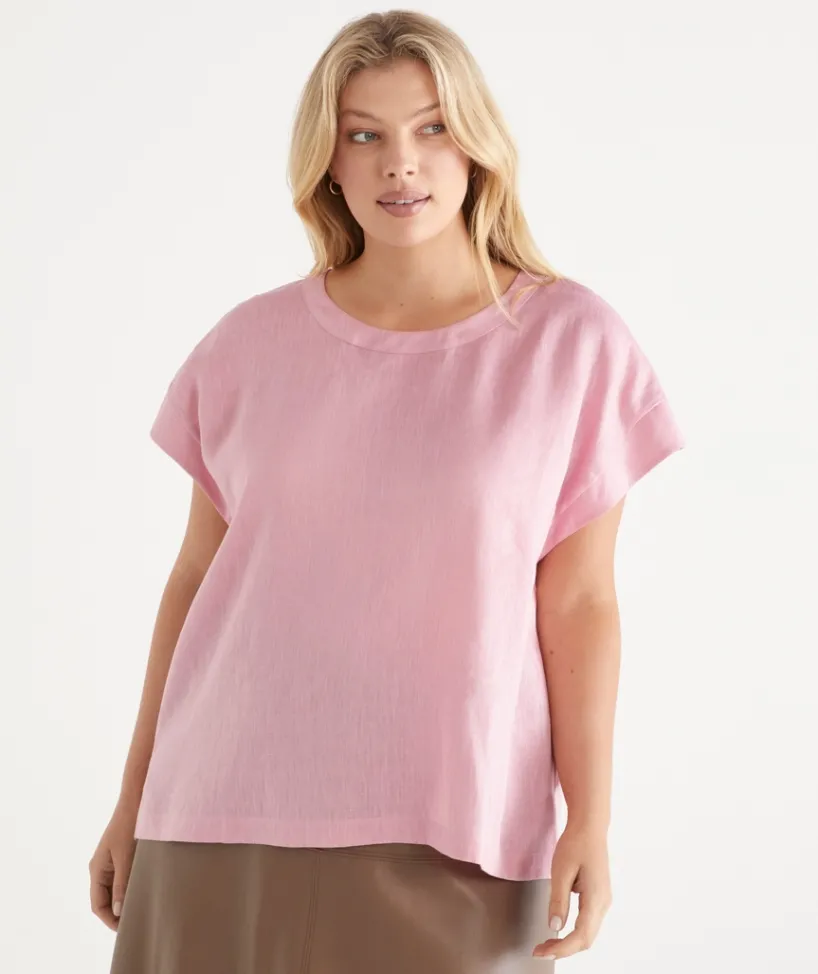 Sussan Tops|Shirts & Blouses>Button Back Short Sleeve Tee