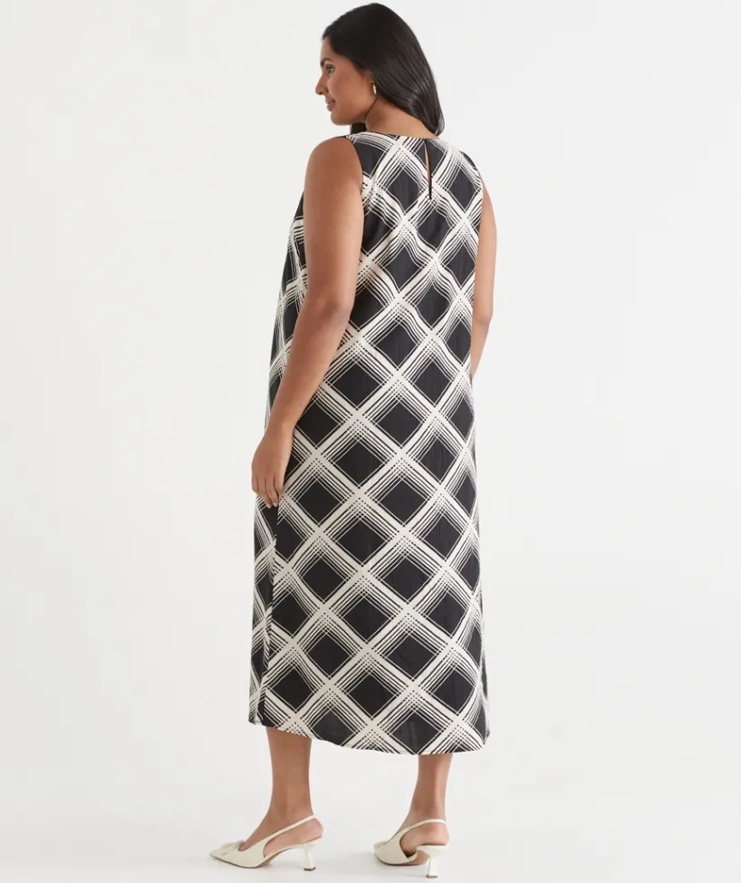 Sussan Dresses>Check Print Column Dress