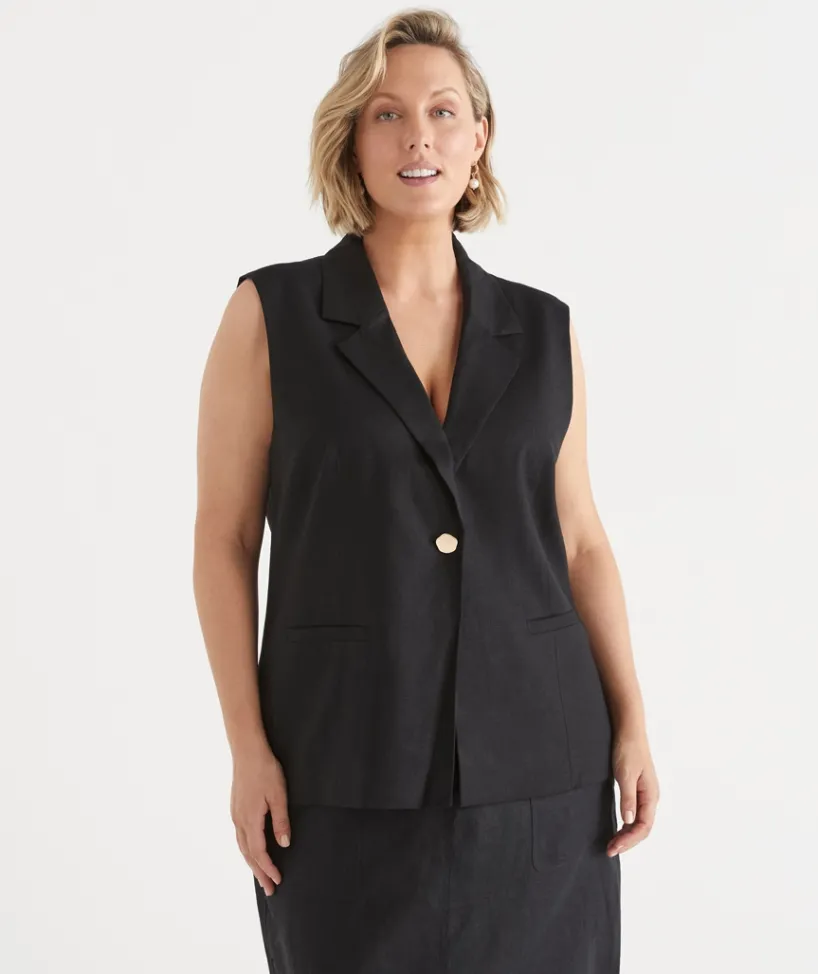 Sussan Tops|Matching Sets>Collared Longline Vest -