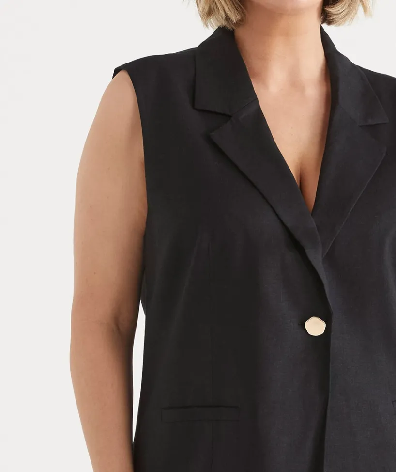 Sussan Tops|Matching Sets>Collared Longline Vest -