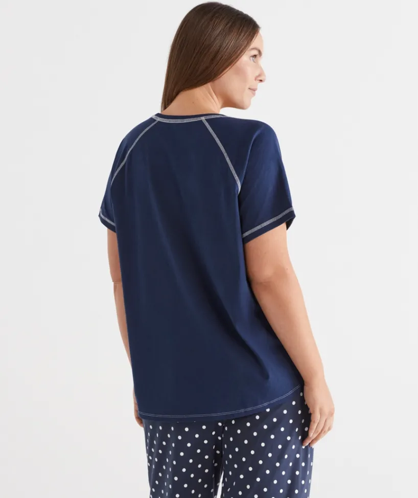 Sussan Pyjama Sets|Women's Pyjama Tops>Contrast Short Sleeve Pyjama Top