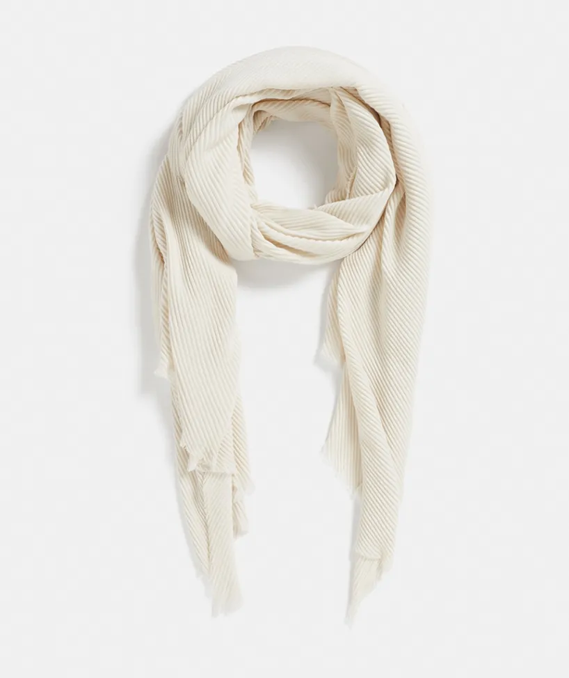 Sussan Knit Accessories|Scarves>Cream Plisse Textured Scarf