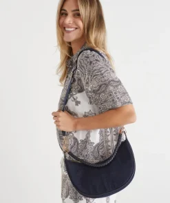 Sussan Bags>Denim Wash Crescent Bag