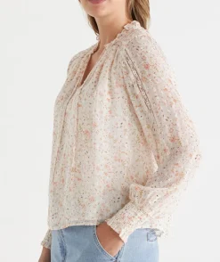 Sussan Tops|Shirts & Blouses>Ditsy Floral Lace Detail Blouse