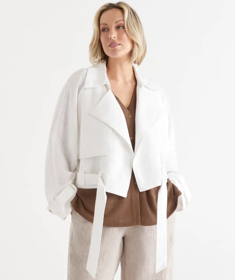 Sussan Jackets & Coats|Jackets>Draped Cropped Trench Jacket