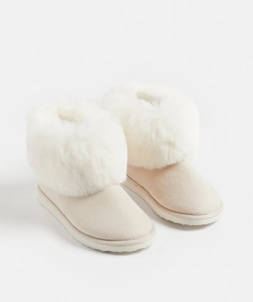 Sussan Slippers>Faux Fur Trim Slipper Boots
