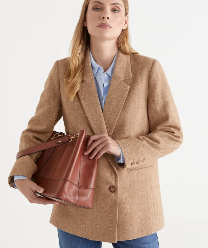 Sussan Bags>Faux Suede Contrast Bucket Bag