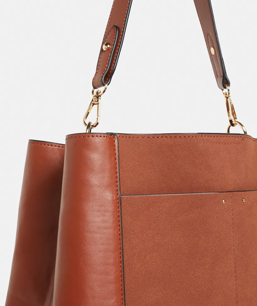 Sussan Bags>Faux Suede Contrast Bucket Bag