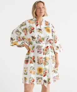 Sussan Dressing Gowns>Floral Garden Stamp Print Robe