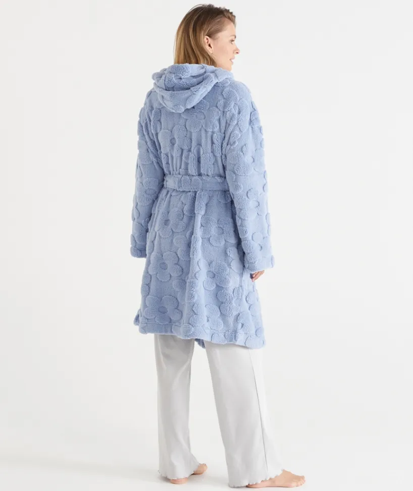 Sussan Dressing Gowns>Floral Hooded Robe - Blue
