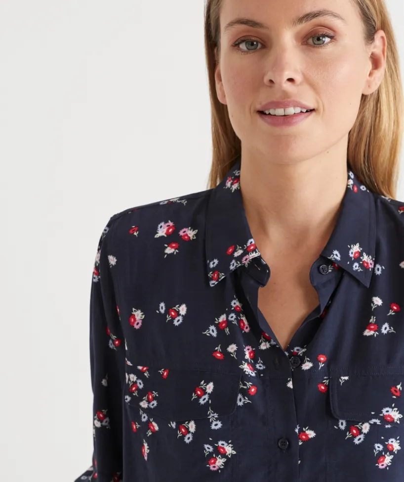 Sussan Tops|Shirts & Blouses>Floral Print Long Sleeve Shirt -