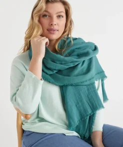 Sussan Scarves>Frayed Edge Scarf - Jade