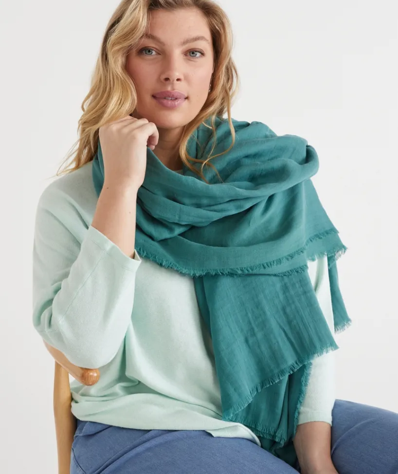 Sussan Scarves>Frayed Edge Scarf - Jade