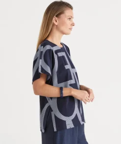 Sussan Tops>Geometric Print Short Sleeve Tee