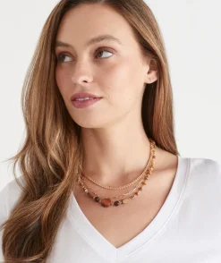 Sussan Jewellery>Gold Layered Wooden Beaded Necklace