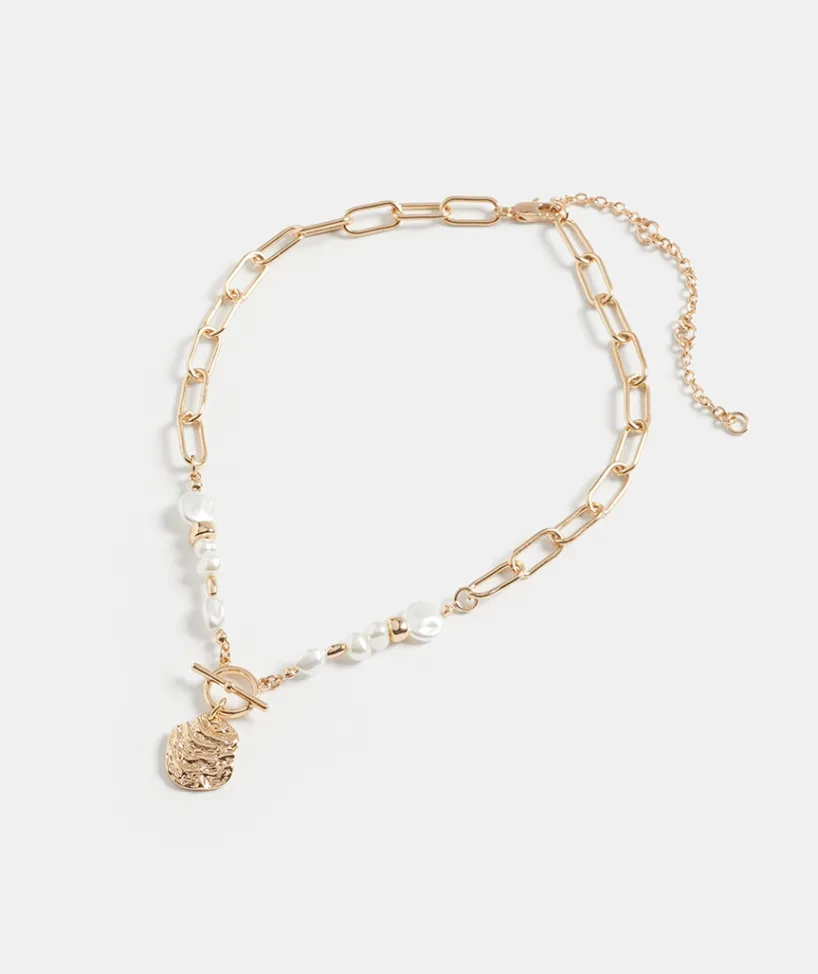 Sussan Jewellery>Pearl Chain Fob Necklace