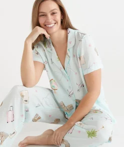 Sussan Pyjama Sets>Jetsetter Travel Short Sleeve Novelty Pyjama Set