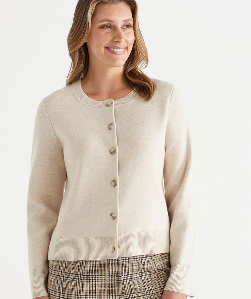 Sussan Knitwear|Tops>Knit Crew Neck Cardigan