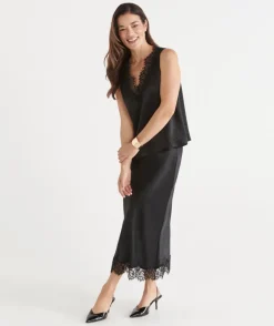 Sussan Tops|Matching Sets>Lace Trim Satin Cami