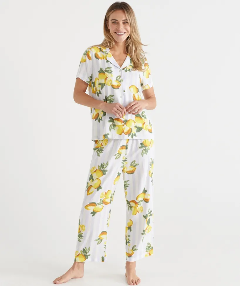 Sussan Pyjama Sets>Lemon Print Short Sleeve Novelty Pyjama Set