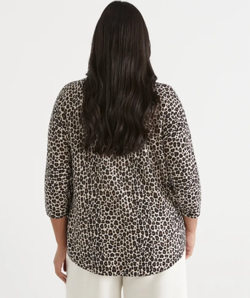 Sussan Tops|Knitwear>Leopard Print Curve Hem Jumper