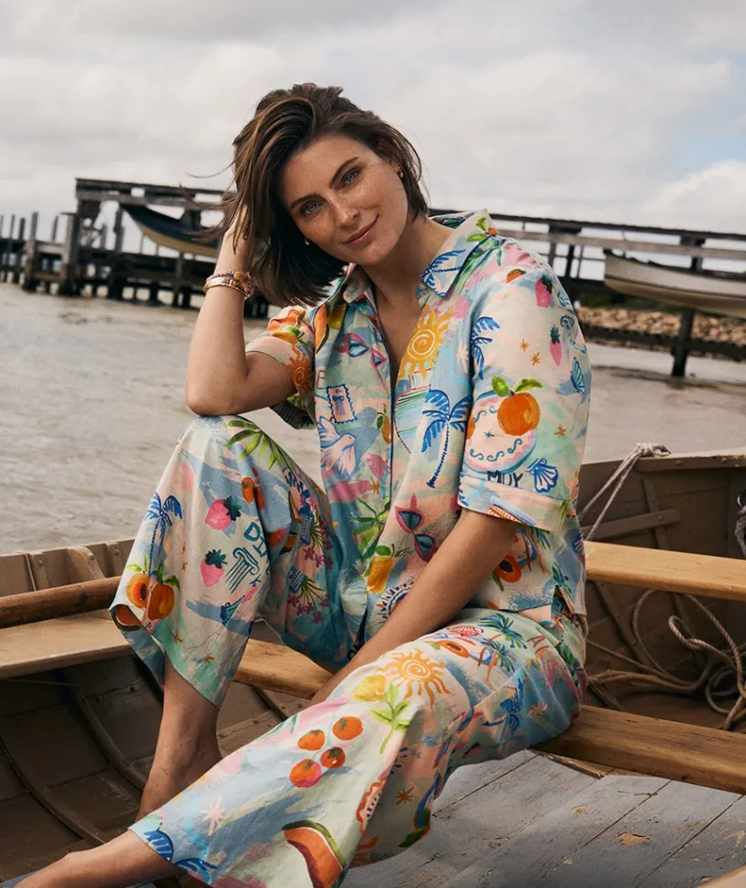 Sussan Tops|Matching Sets>LINEN BLEND COSTA DEL SOL SHIRT