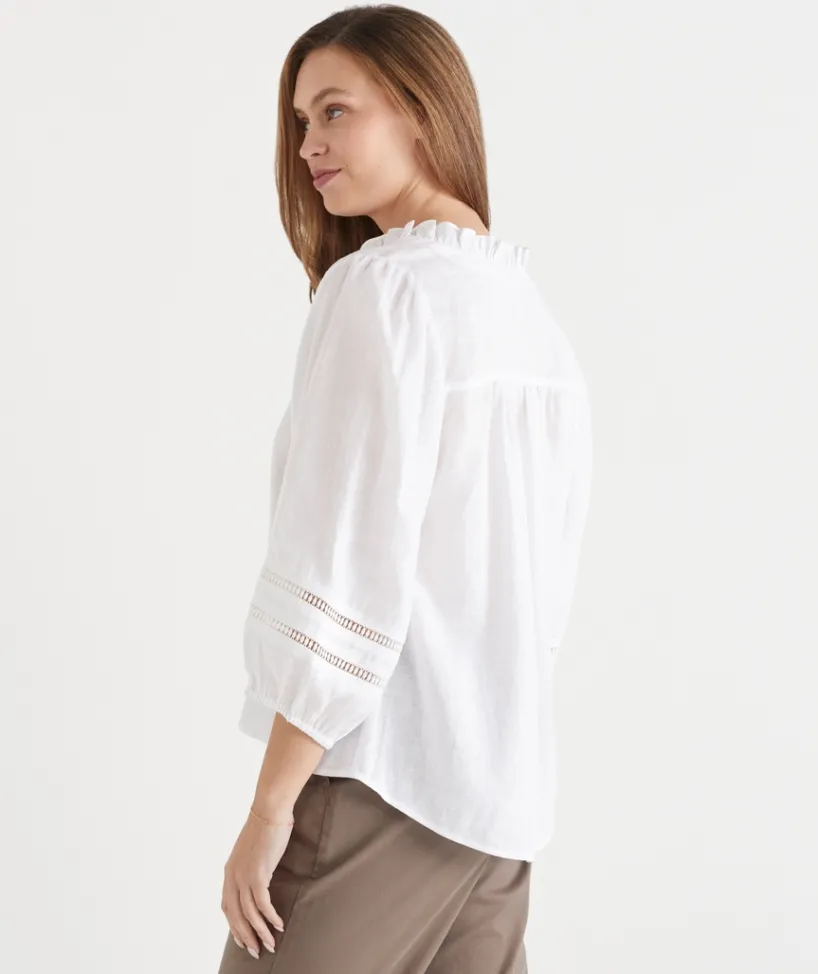 Sussan Tops|Shirts & Blouses>LINEN TRIM DETAIL TOP