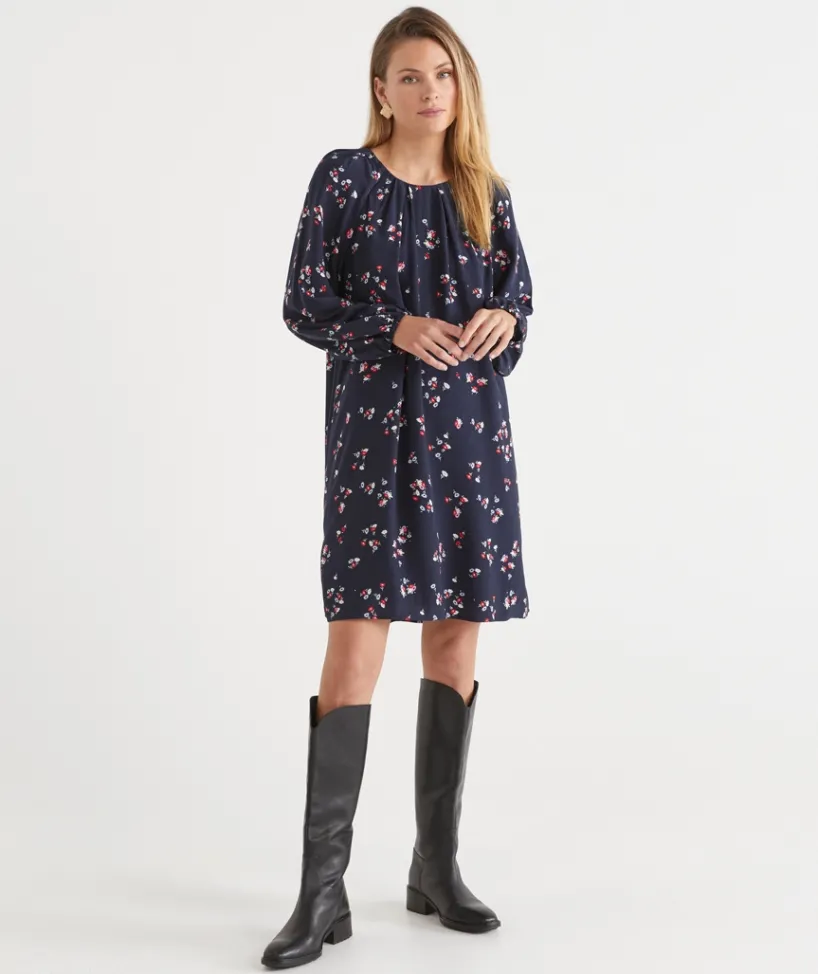 Sussan Dresses>Long Sleeve Floral Shift Dress