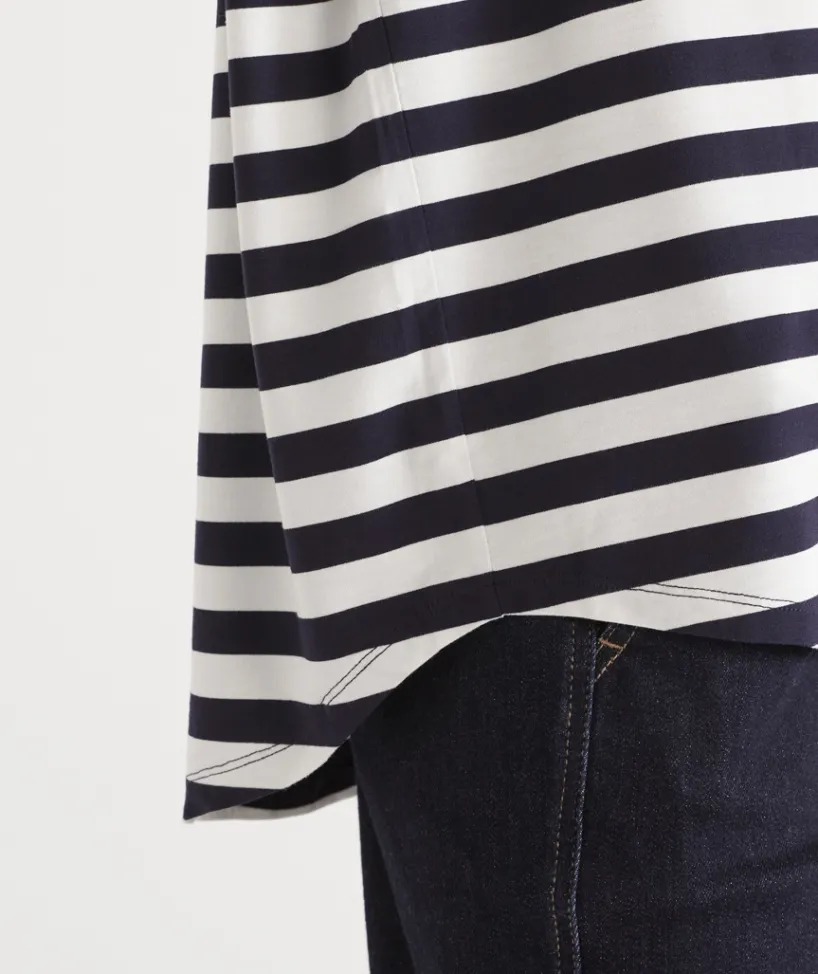 Sussan Tops>Long Sleeve Stripe Pleat Back Top -