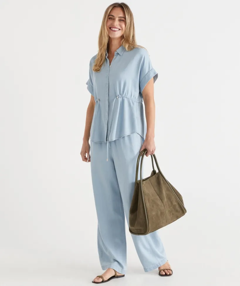 Sussan Pants|Matching Sets>Lyocell Drawstring Wide Leg Pant -