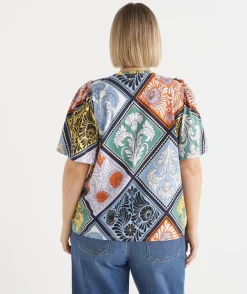 Sussan Tops|Matching Sets>Mosaic Print Short Sleeve Top