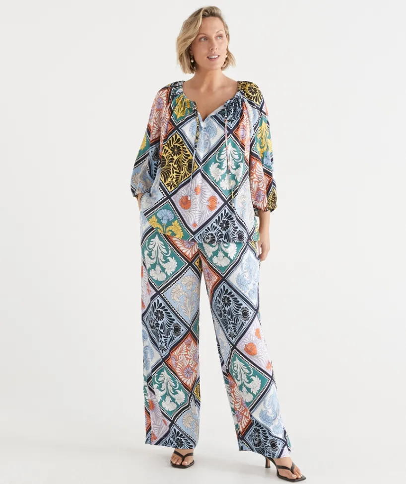 Sussan Pants|Matching Sets>Mosaic Print Wide Leg Pant