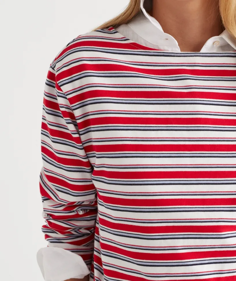 Sussan Tops>Multi Stripe Long Sleeve Top - Red