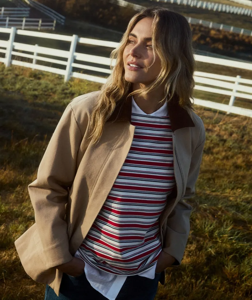 Sussan Tops>Multi Stripe Long Sleeve Top - Red