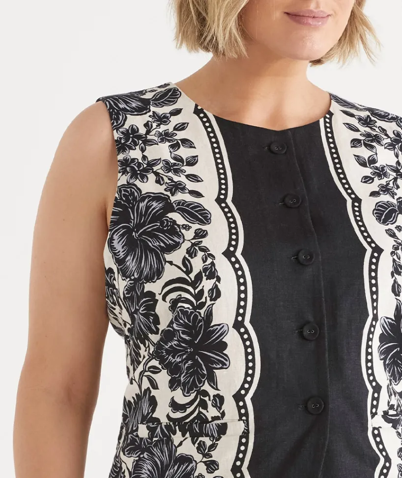 Sussan Tops|Matching Sets>Noir Bloom Longline Vest