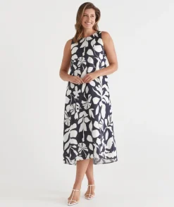 Sussan Dresses>Palm Print Column Maxi Dress