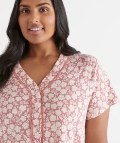 Sussan Nighties>Petal Print Short Sleeve Nightie