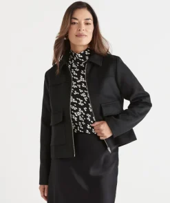 Sussan Jackets & Coats|Jackets>Pocket Detail Zip Front Jacket