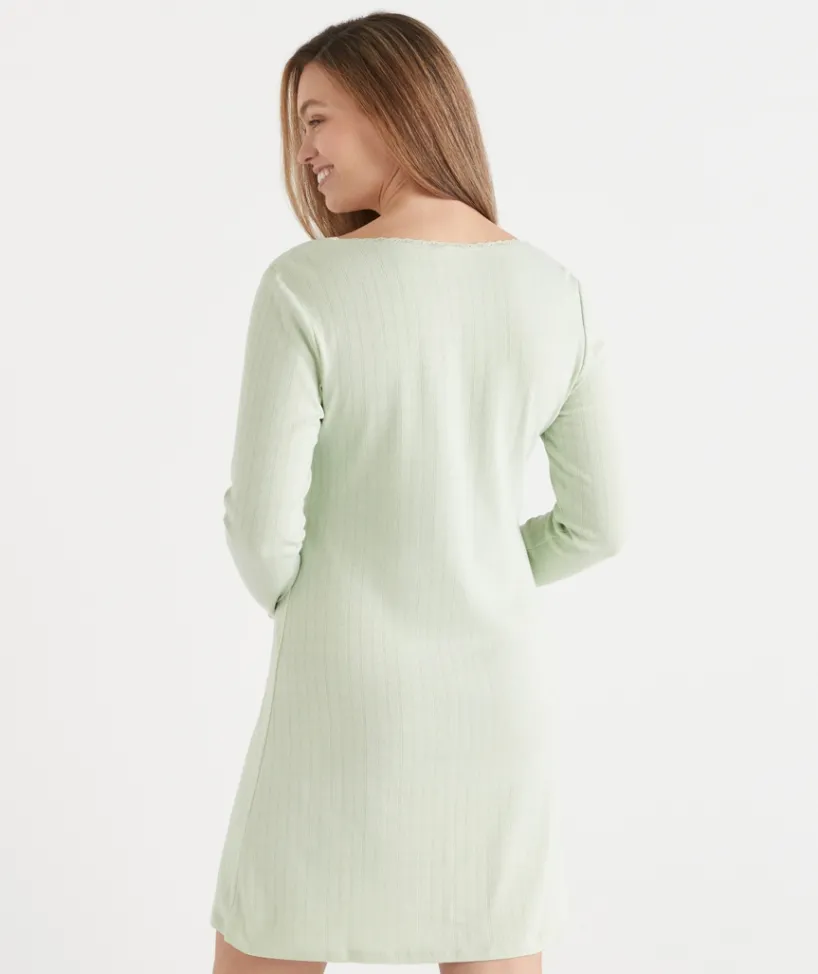 Sussan Denim|Nighties>Pointelle Long Sleeve Nightie